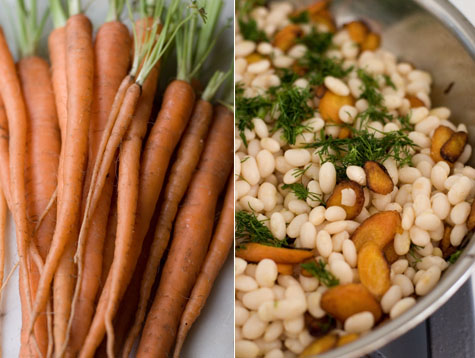 Baby carrots and white beans