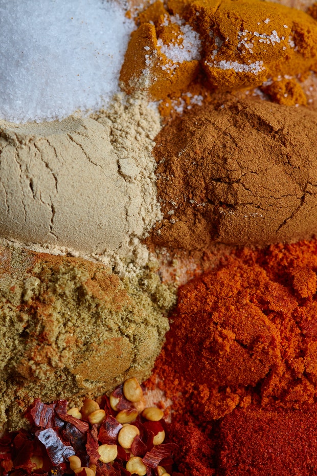 assortment of spices on a plate